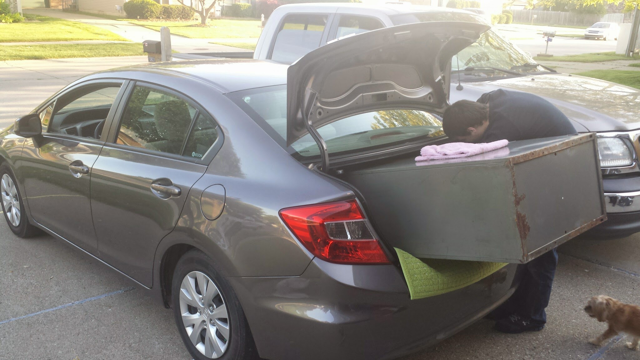 Desk loaded into the trunk