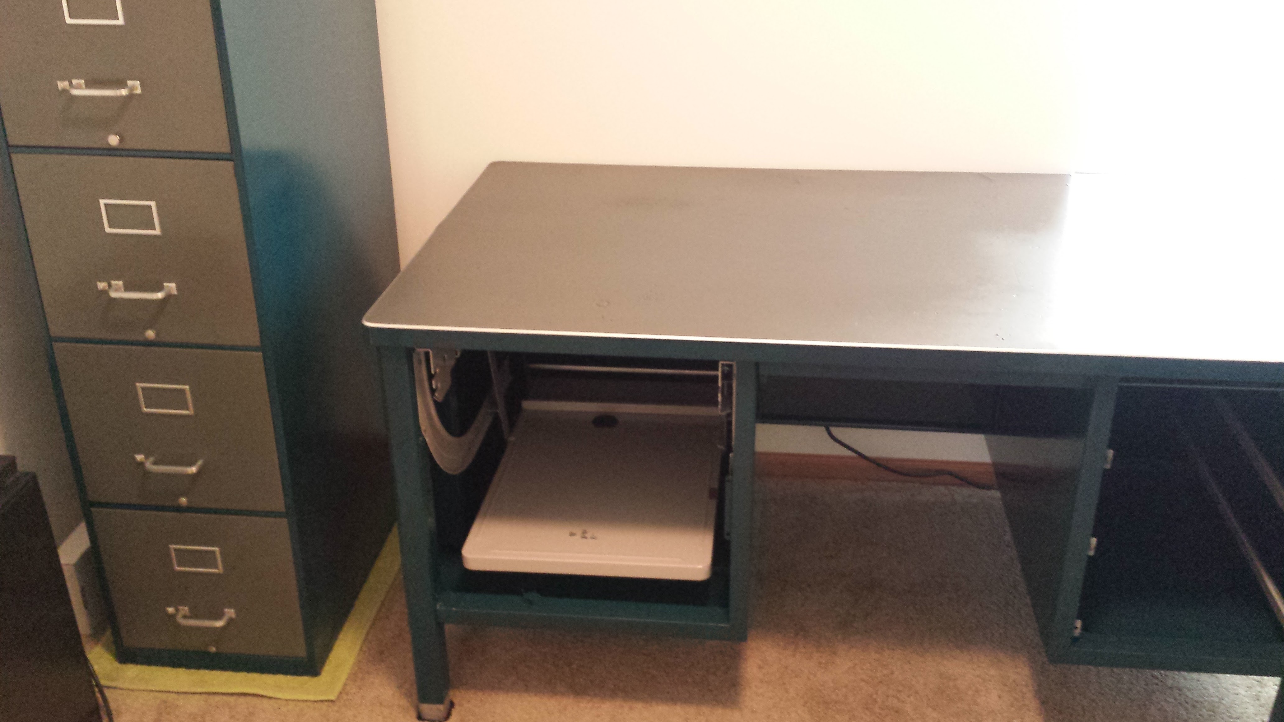 Finished desk and file cabinet