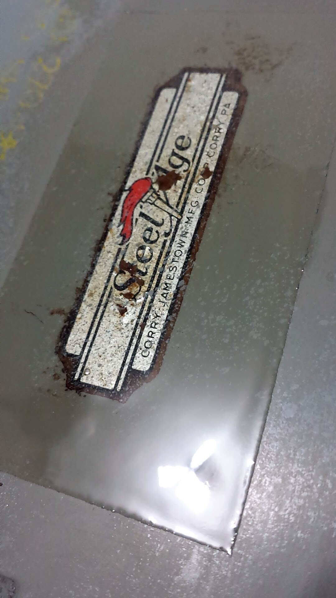 Steel age nameplate closeup